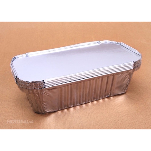 10 Hộp giấy nhôm thiếc kèm nắp trong nướng bánh 20x11.1x5cm