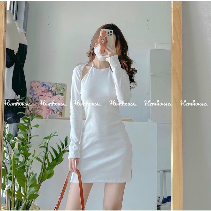 SET ĐẦM TRẮNG BODY CỔ YẾM KÈM KHOÁC CROP KTGIMI (Kèm ảnh thật)