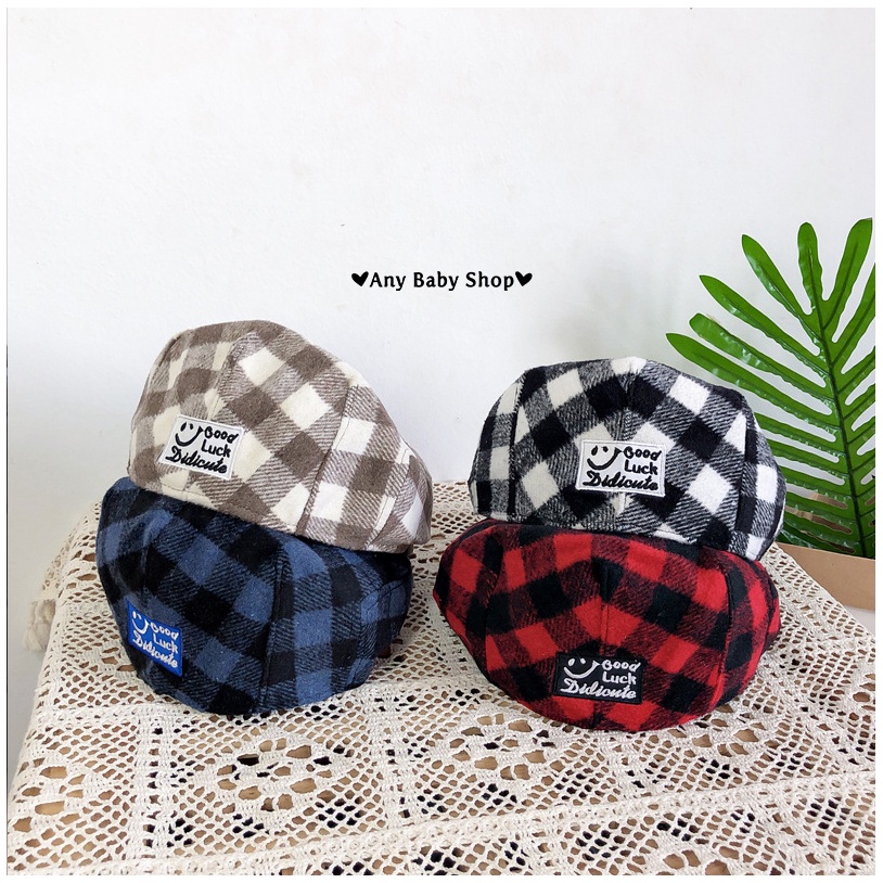 Nón Mũ nồi Beret sọc caro hot hit đội được hai kiểu cho bé nhiều màu cực cool (hàng có sẵn) ❣❣