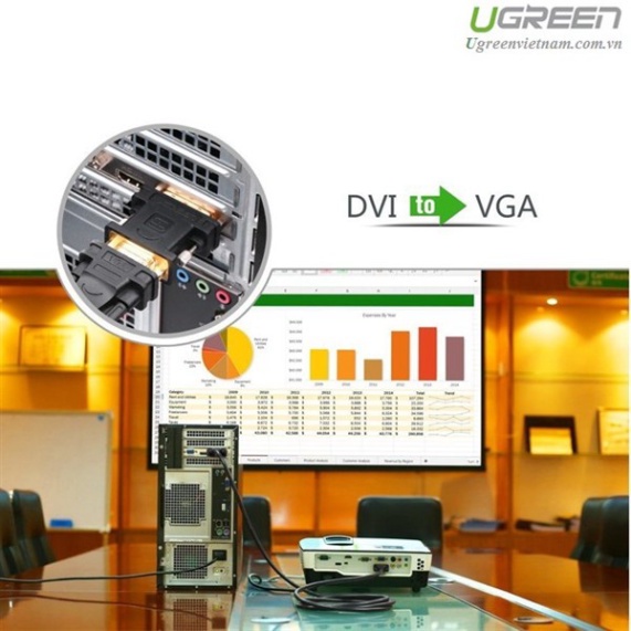 Đầu chuyển đổi DVI 24+5 to VGA chính hãng Ugreen 20122 cao cấp  - Phân Phối Chính Hãng