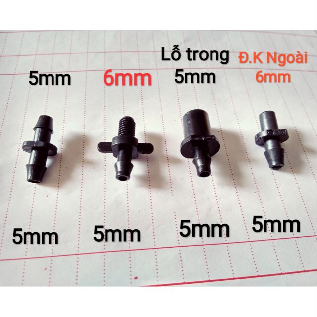 10 chiếc khởi thủy 6 ly cắm ống PE, PVC , chân cắm béc, phụ kiện ống mini 5/7 Aquamate Đài Loan chất lượng cao