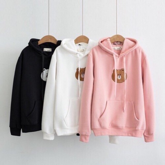 ÁO HOODIE NỈ DÀNH CHO NỮ IN HÌNH GẤU DỄ THƯƠNG