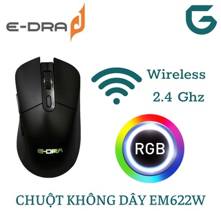 Chuột không dây, máy tính E-Dra EM622W cao cấp, chất lượng, form dáng dễ cầm tay, chắc chắn, chơi game FPS và văn phòng
