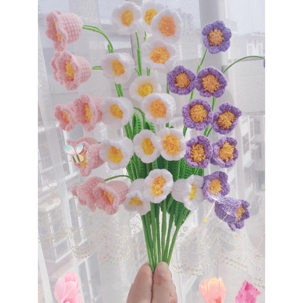 Hoa chuông handmade bằng len| Hoa Lily of valley| hoa len