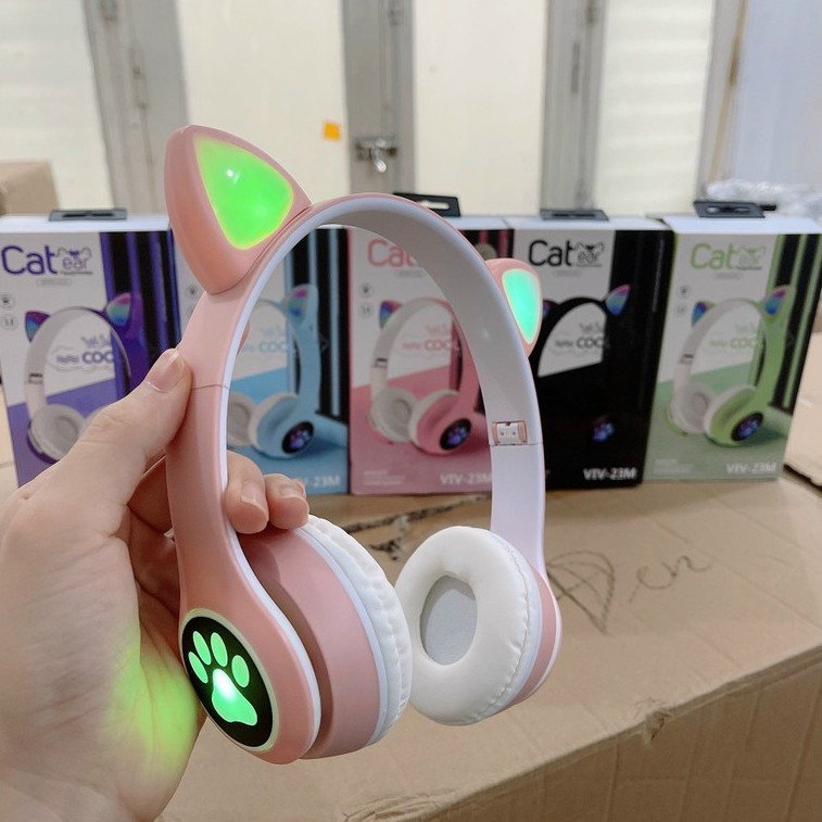 Tai nghe chụp tai mèo bluetooth không dây headphone nghe nhạc điện thoại dùng được cho cả laptop pc máy tính