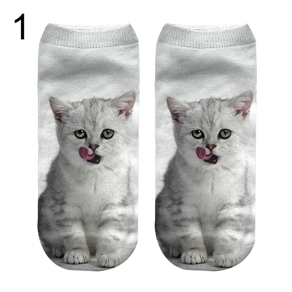 Vớ Cổ Ngắn In Hình Mèo 3d Dễ Thương Cho Nữ