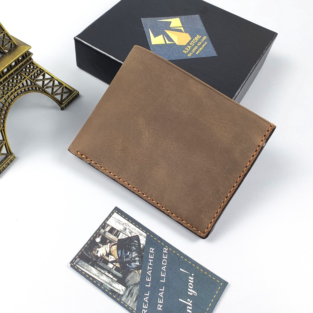 Ví nam da bò sáp may thủ công handmade WS226VB   - 100% da bò thật, BH 3 năm