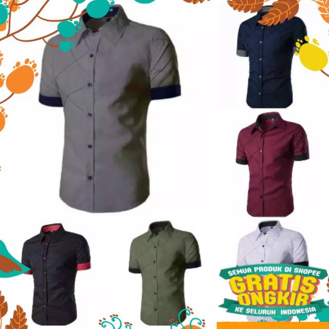 Áo Sơ Mi Nam Tay Ngắn Màu Xanh Lam / Xám Hạt Dẻ / Hồng / Xanh Lam Kích Thước Lớn X man distro / X