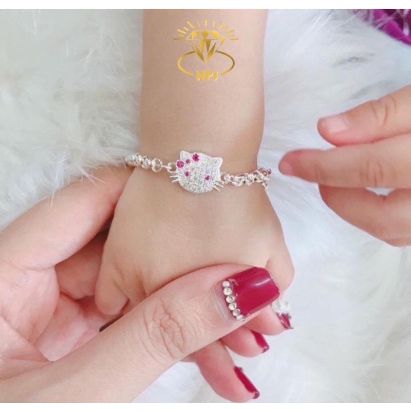 Lắc tay bạc cho bé hình mèo ⚡ HÀNG LOẠI 1 ⚡ lắc tay hình Hello Kitty dễ thương xinh xắn