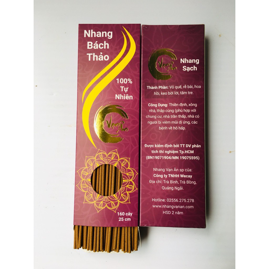 Bộ 3 hộp nhang thảo mộc nguyên chất 25cm dùng cho chung cư nhang sạch
