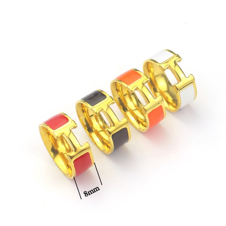 Nhẫn Nam Nữ Unisex Chữ H Titan Ko Đen TT 4432