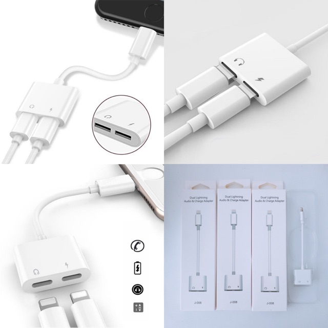 Jack Chuyển Đổi + Giắc Chia Cổng Vừa Sạc Vừa Sử Dụng Tai Nghe - IC Zin Apple Hỗ Trợ Mic Cho iPhone 7/8/X/11