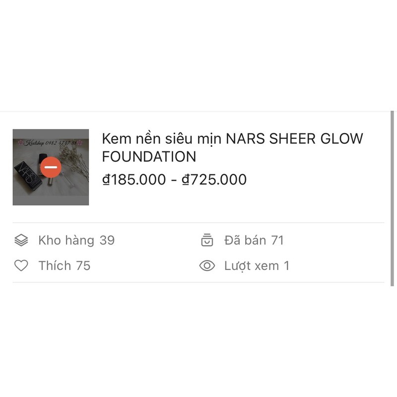 MẪU THỬ💋KEM NỀN CHO DA THƯỜNG - KHÔ NARS - SHEER GLOW FOUNDATION ❤️