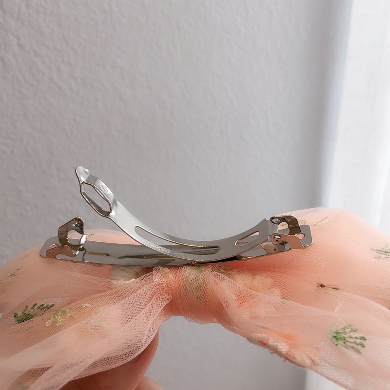 Kẹp Tóc Nơ Lớn Thêu Hoa Cúc Thời Trang Hàn Quốc Cho Nữ