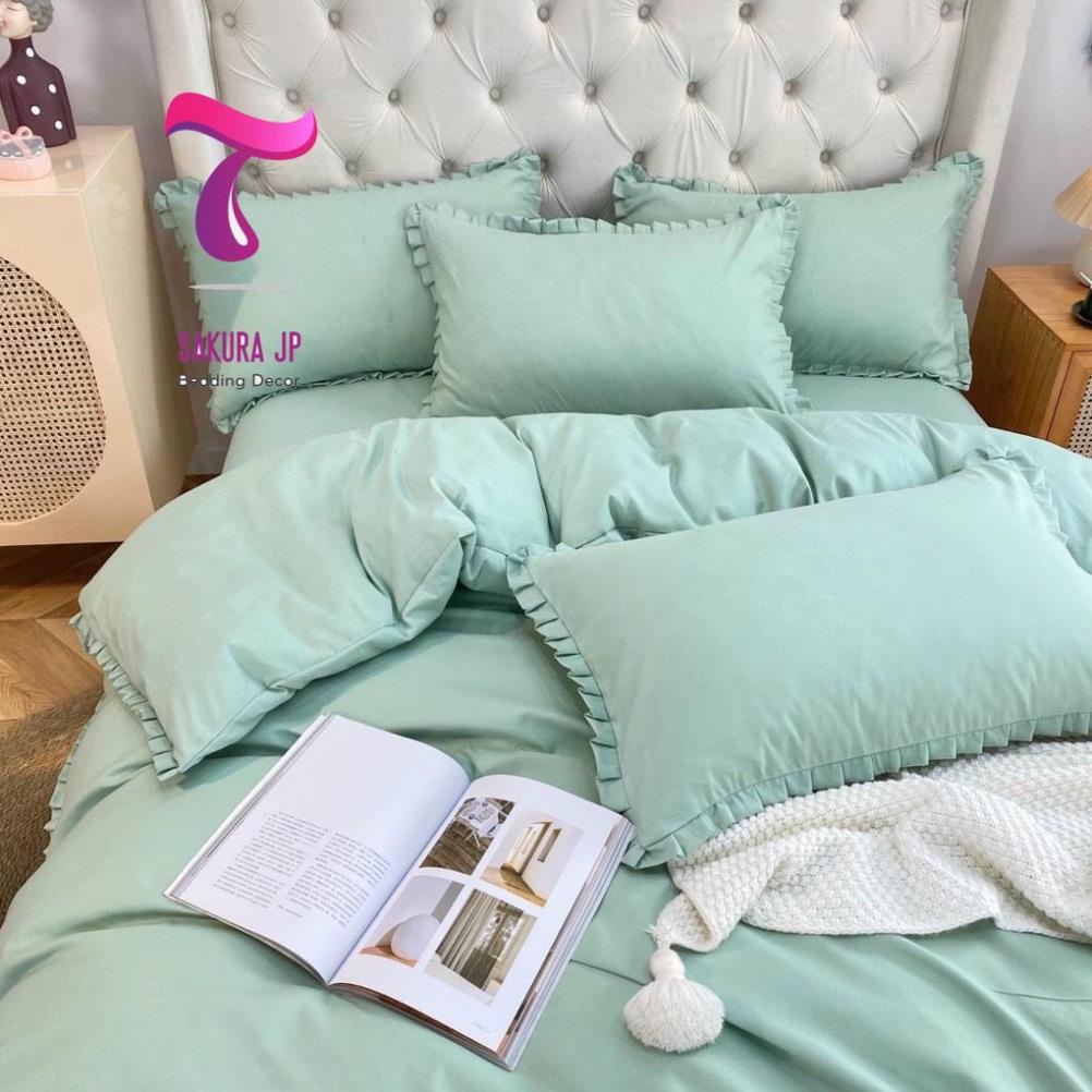 HÀNG MỚI- Set Chăn Ga Gối Đệm Tici 100% Cao Cấp Xanh Ngọc Myamar - BST Chăn Ga Gối TC