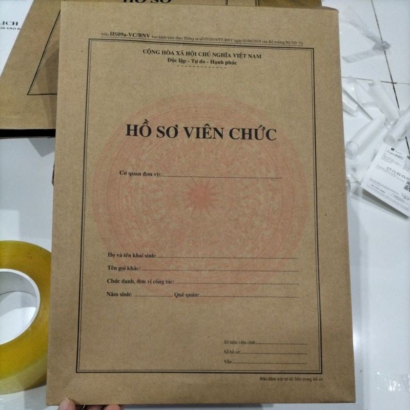 Túi hồ sơ viên chức mẫu HS09a giấy dày dai đáy 5cm (5 cái)