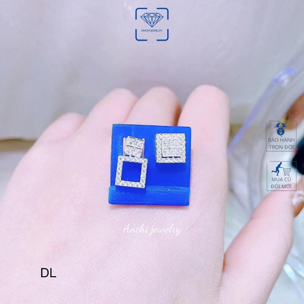 Bông tai mặt vuông đeo được nhiều kiểu, chuẩn bạc ta cao cấp sáng đẹp - Anchi jewelry