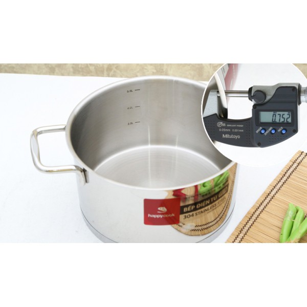 Nồi inox cao cấp 3 đáy nắp kiếng Happy Cook Novelty 18cm 20cm 24cm HC-18NV HC-20NV HC-24NV