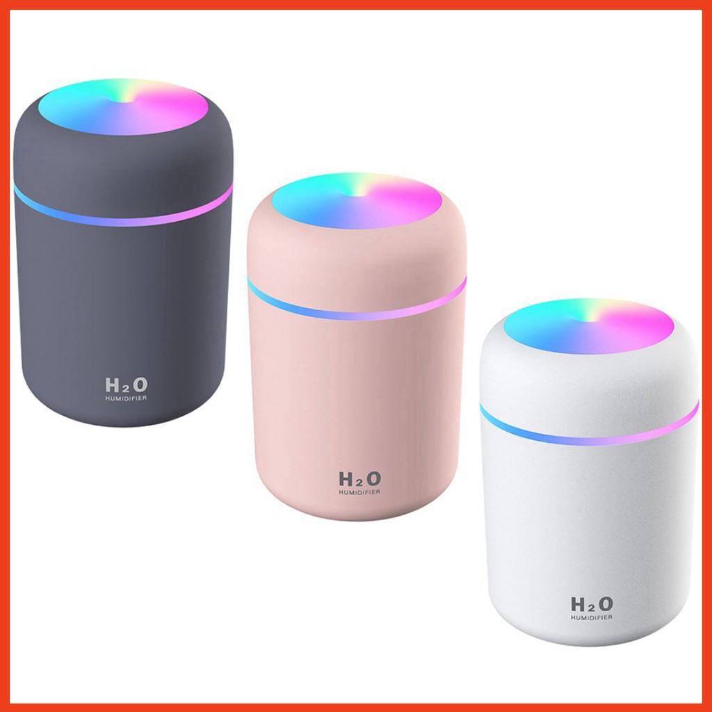 Máy Phun Sương tạo độ ẩm không khí mini có đèn LED màu cầu vồng H2O