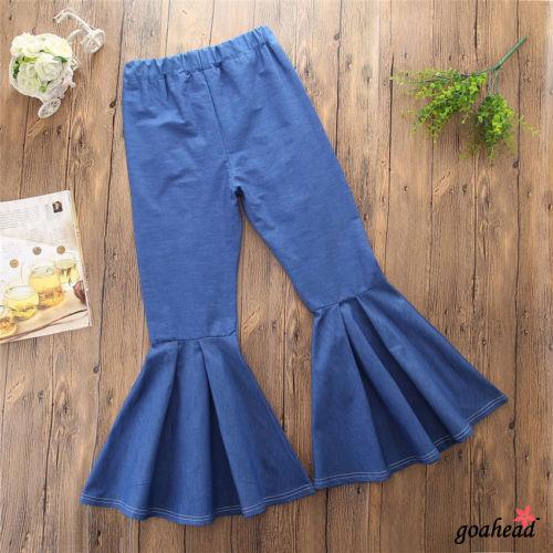 Quần denim ống loe thiết kế thời trang cho bé gái