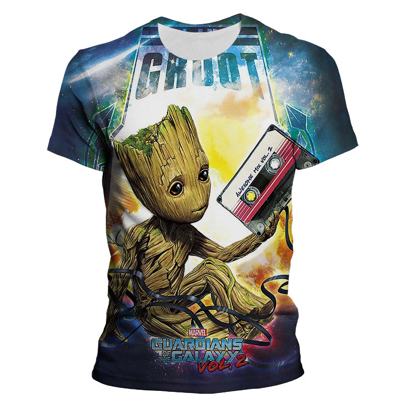 Áo Thun Tay Ngắn In Hình Groot Phim Guardians of the Galaxy 3D Cá Tính Cho Nam Nữ