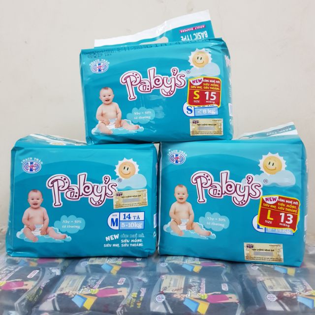 Bộ 8 gói bỉm dán thạch thảo papy's size S/120, M/112, L/104 miếng.km 1 miếng quần