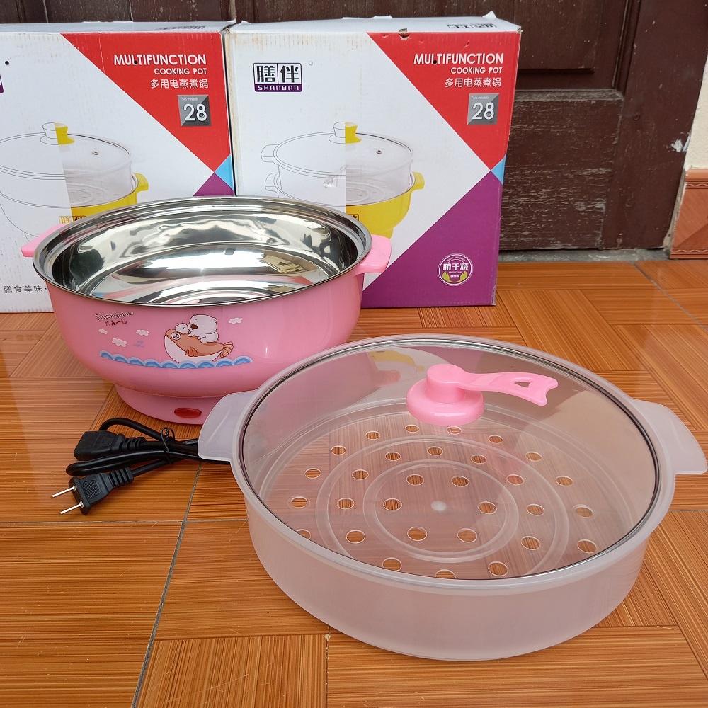 nồi lẩu mini nấu mì - nồi lẩu đa năng 2 tầng kèm hấp 18cm 26cm 28cm