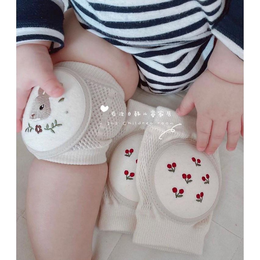 Tất Tập Bò, Tập Đi, Bảo Vệ Đầu Gối Thêu Hình Họa Tiết Xuất Hàn Quốc Cho Bé