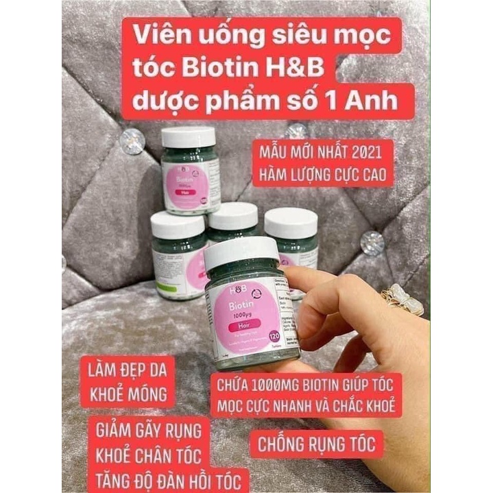 [Mẫu mới] Viên uống Biotin H&amp;B hỗ trợ mọc tóc- Dưỡng tóc dày và dài