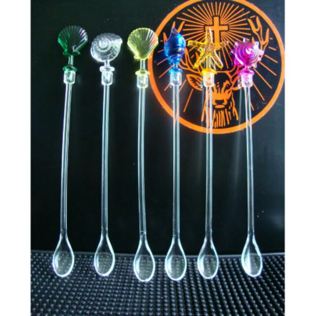 Muỗng khuấy trang trí sao vỏ ốc, que khuấy tôm cua trà sữa cà phê cocktail Stirring Mixing Ladle Stirrer Swizzle Sticks