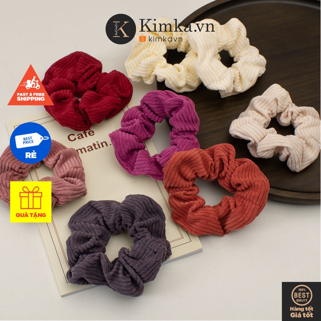 (0687) Scrunchies Chun Buộc Tóc Vải Thun Gân Co Dãn Vintage