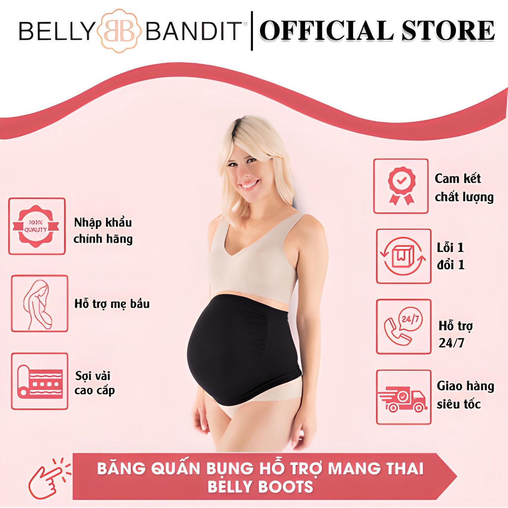 Băng quấn đỡ bụng bầu Belly Boost | Chính hãng Belly bandit, Mỹ | chống dạn da, hỗ trợ vùng bụng