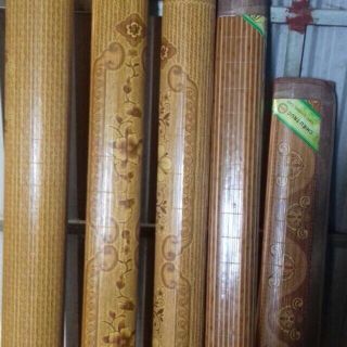 Chiếu trúc tăm vân gỗ đế lụa  - TGS23