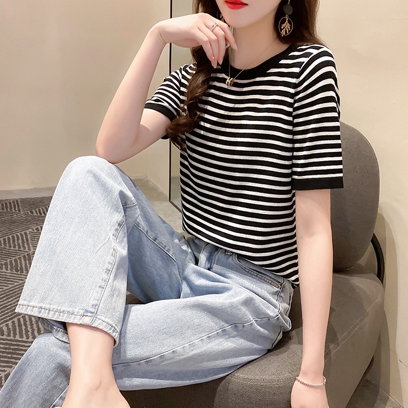 NRVP Áo Cardigan Dệt Kim Tay Ngắn Dáng Rộng Phong Cách Hàn Quốc