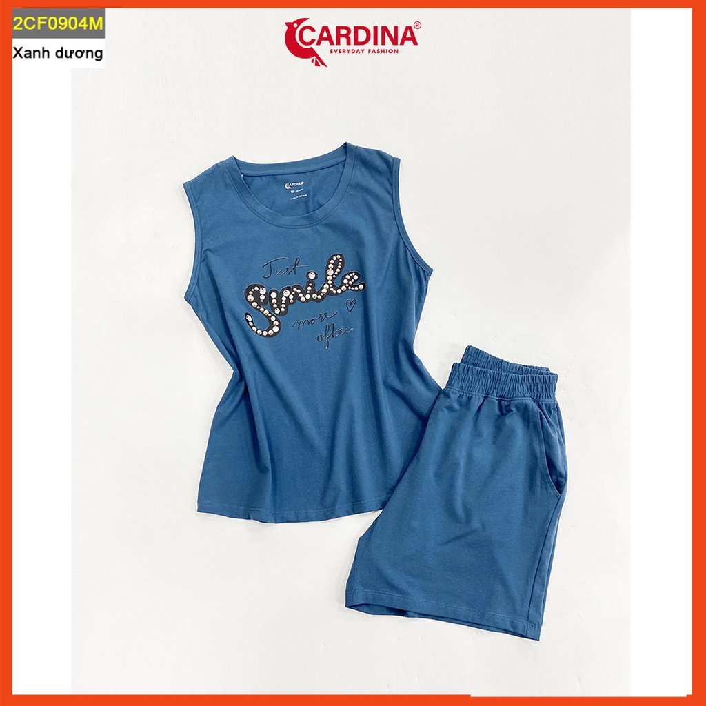 Đồ bộ nữ CARDINA chất cotton Nhật cao cấp quần đùi áo sát nách co giãn 4 chiều thoáng mát 2CF09