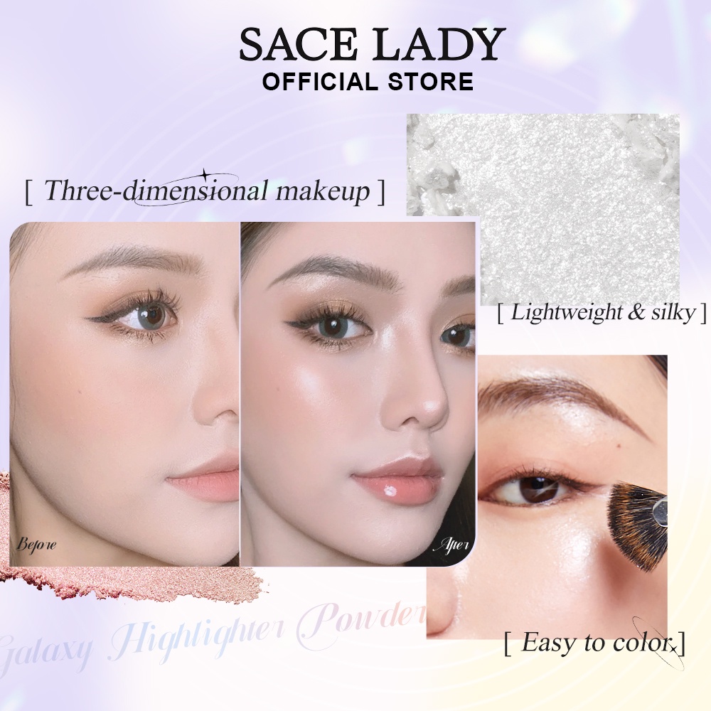 Phấn bắt sáng SACE LADY mỏng nhẹ tạo hiệu ứng 3D lên màu chuẩn trang điểm cho mặt | BigBuy360 - bigbuy360.vn