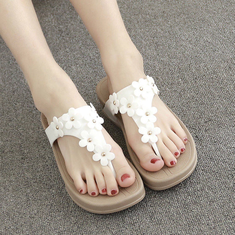 Dép Xỏ Ngón Đế Xuồng Tăng Chiều Cao Đính Hoa Thời Trang Mùa Hè