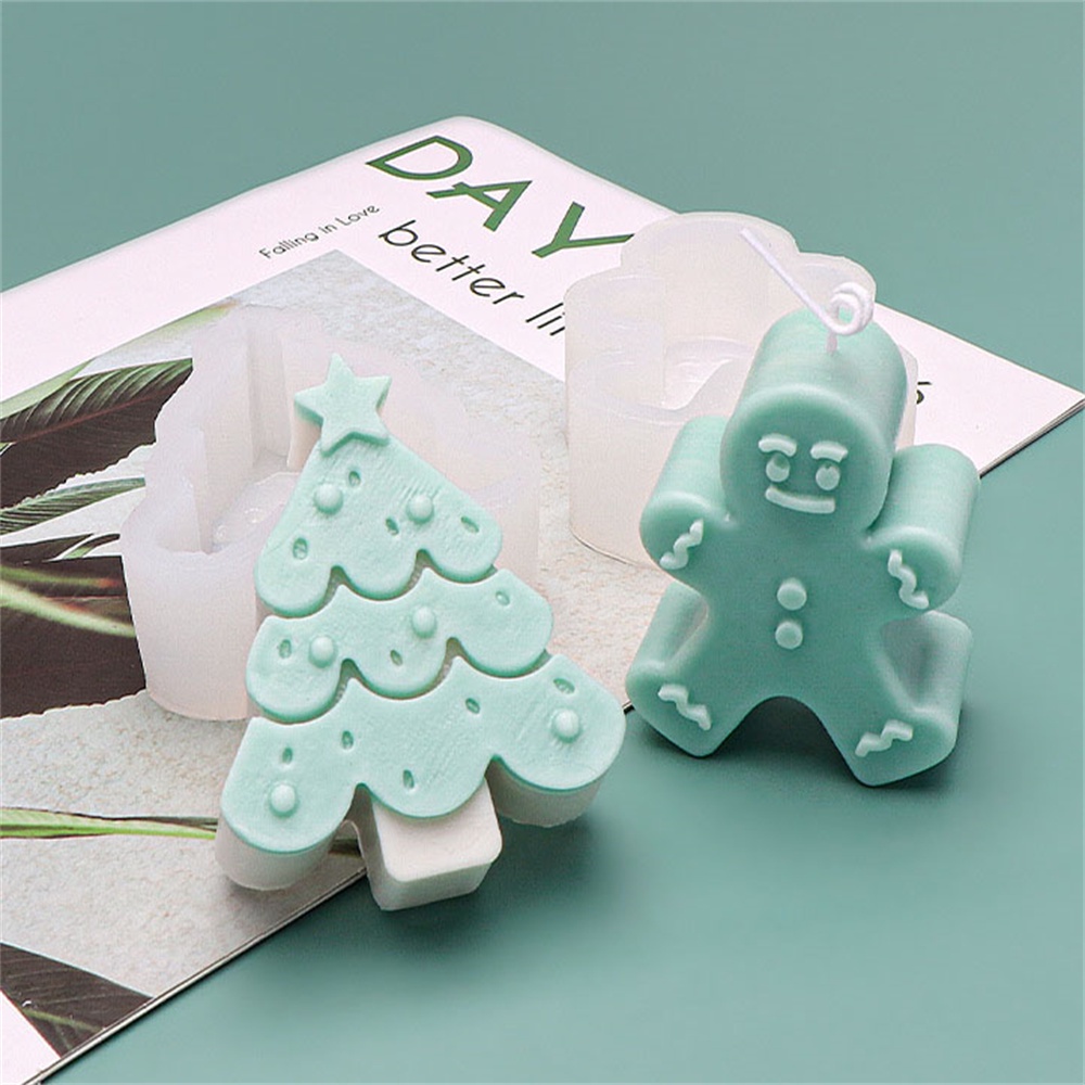 Khuôn Silicone Làm Nến / Xà Phòng Hình Cây Thông / Người Tuyết / Bánh Gừng DIY