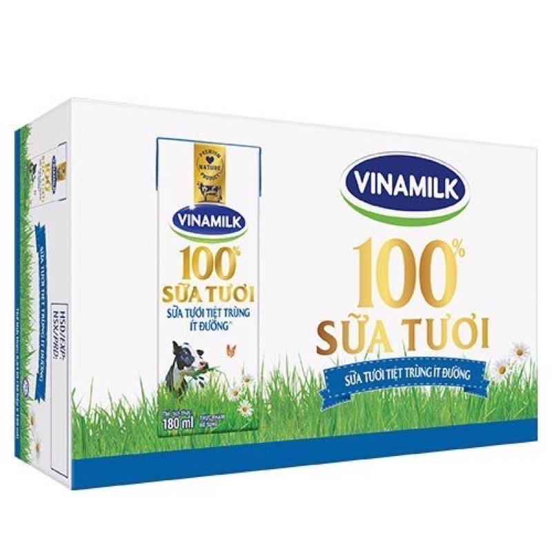 Sữa Tươi Tiệt Trùng Ít Đường 180ML-Thùng 48H