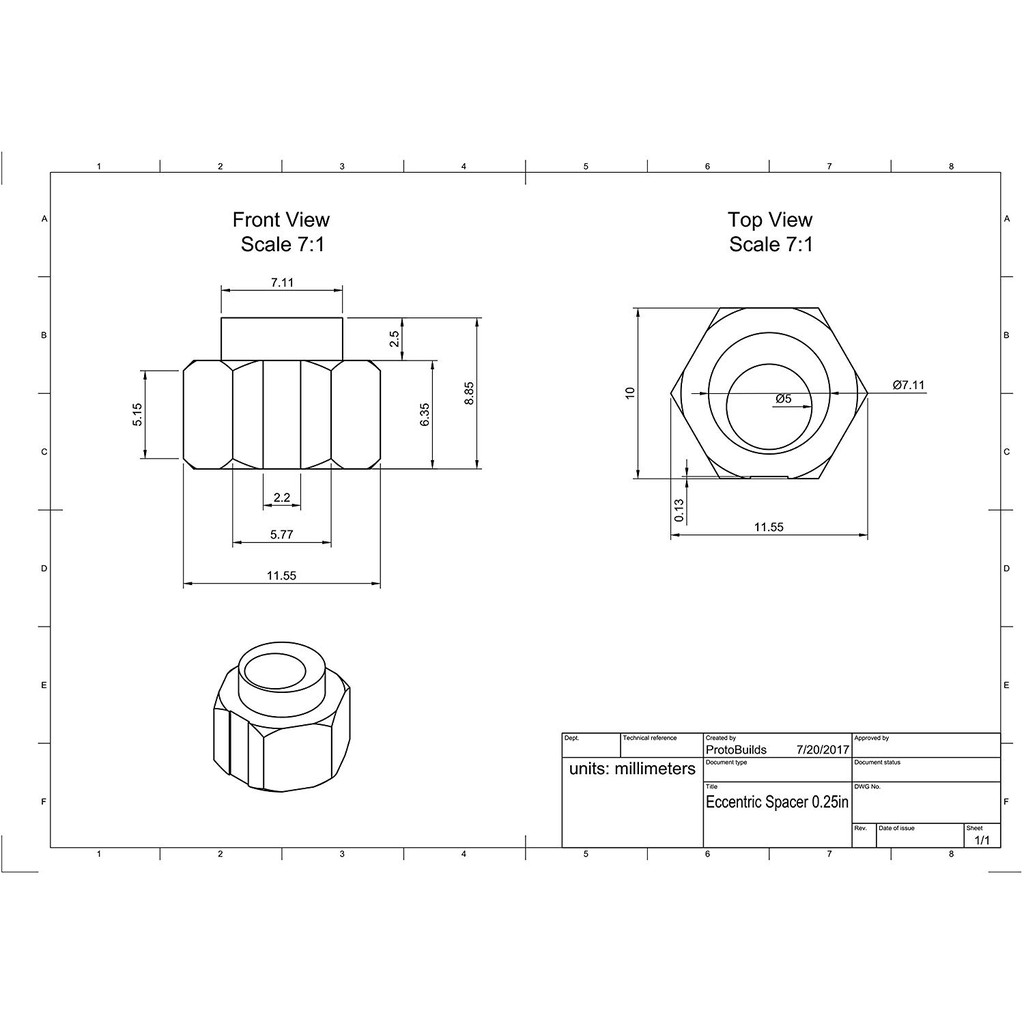 Đai ốc lệch tâm vslot - M5 - dày 6mm