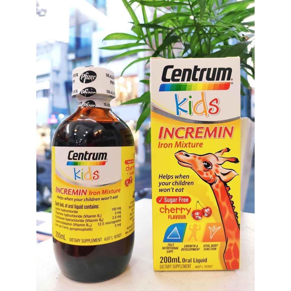 Siro Cho Trẻ Biếng Ăn Centrum Kids Incremin Iron Mixture Của Úc 200ml