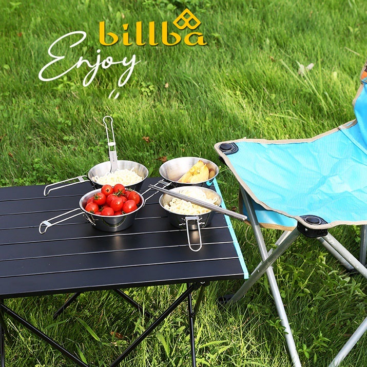 Chén  ăn cơm có tay cầm gập gọn bằng inox 304 dùng đi dã ngoại cắm trại ngoài trời BB4253 - Billba outdoors