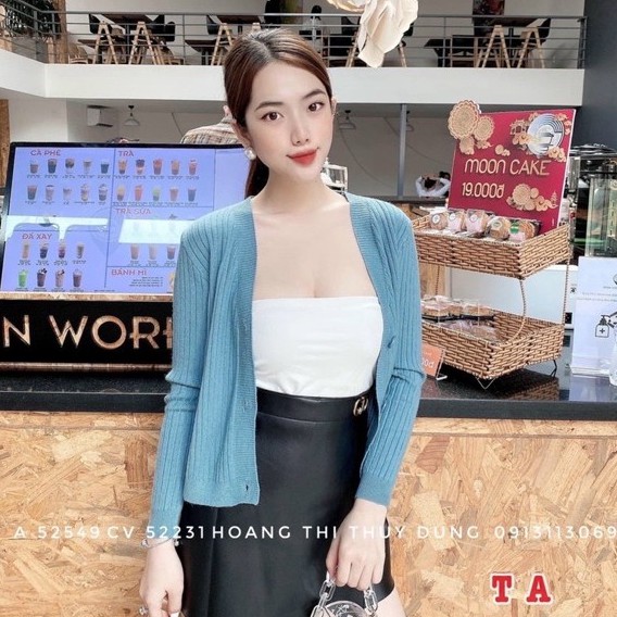 Áo khoác len ngắn 3 khuy nhựa, Cadigan len dài tay AK1410 - NhiNhi Shop