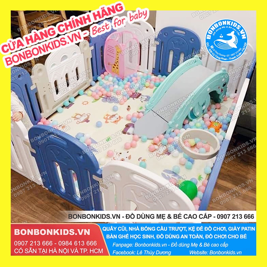 (Flash Sale) COmbo Quây Holla vương miện + Cầu trượt bập bênh Holla - Nhà bóng cho bé 1m6x1m8