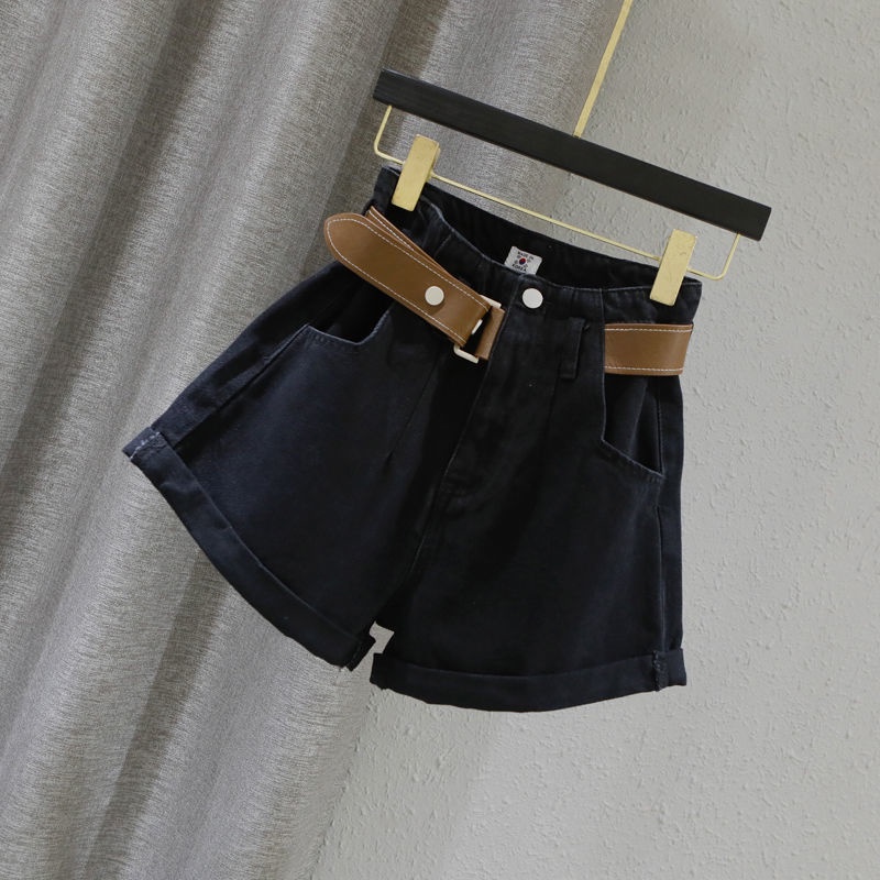 Quần Short Denim Lưng Cao Ống Rộng Phong Cách Retro Cho Nữ