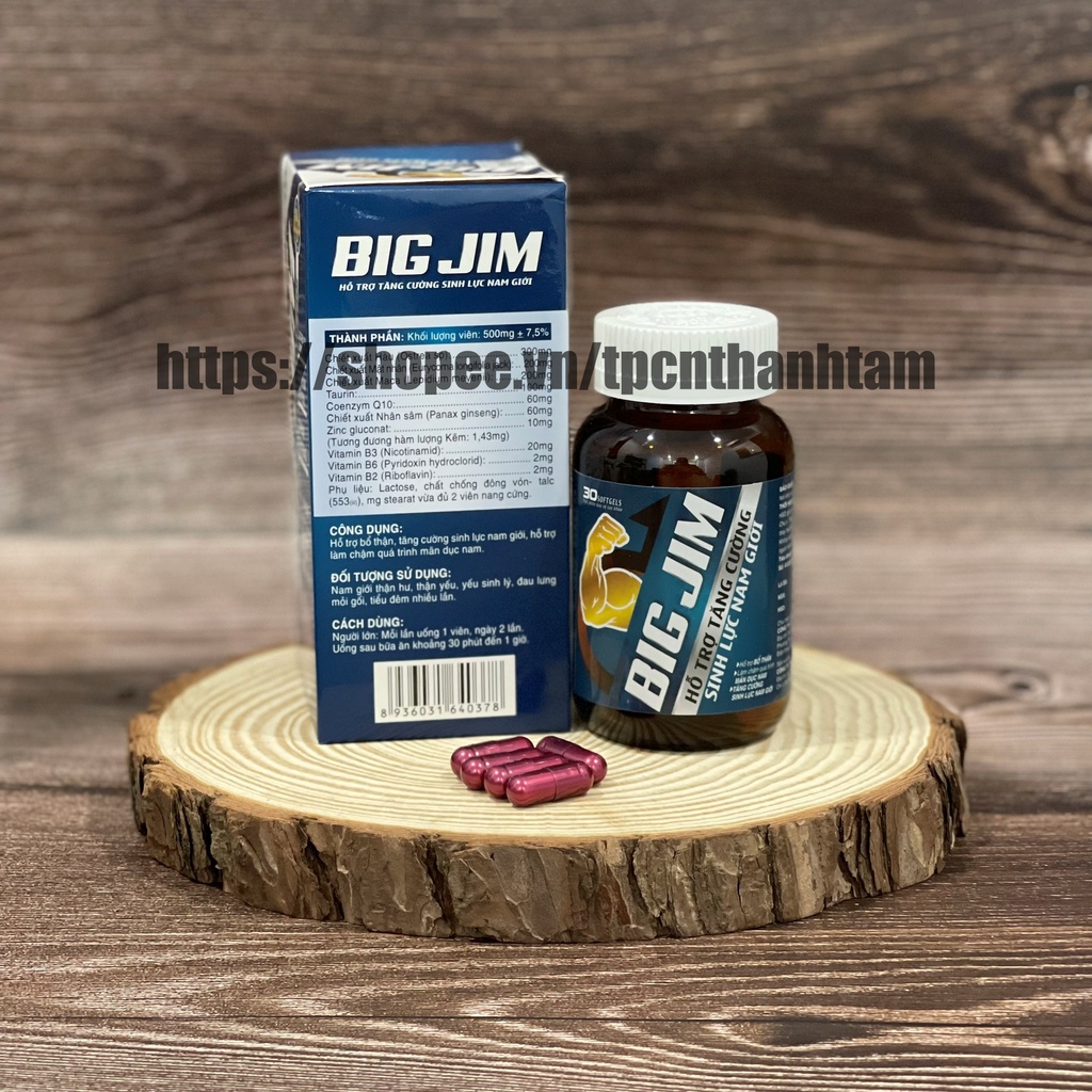 Tinh chất hàu Big Jim bổ sung kẽm, tăng cường sinh lý nam, chống xuất tinh sớm, bổ thận - Chai 30 viên