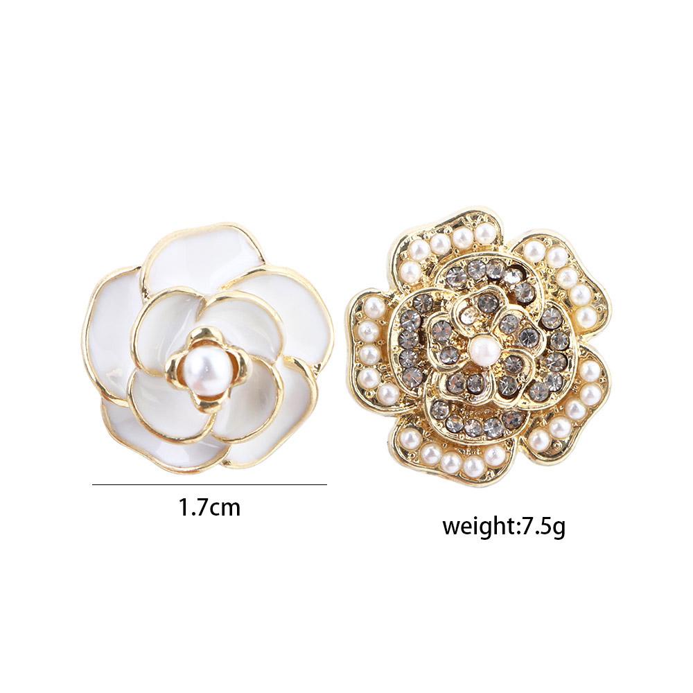 QQMALL Bông Tai Hình Hoa Trà Đen Đính Đá Sang Trọng Phong Cách Hàn Quốc