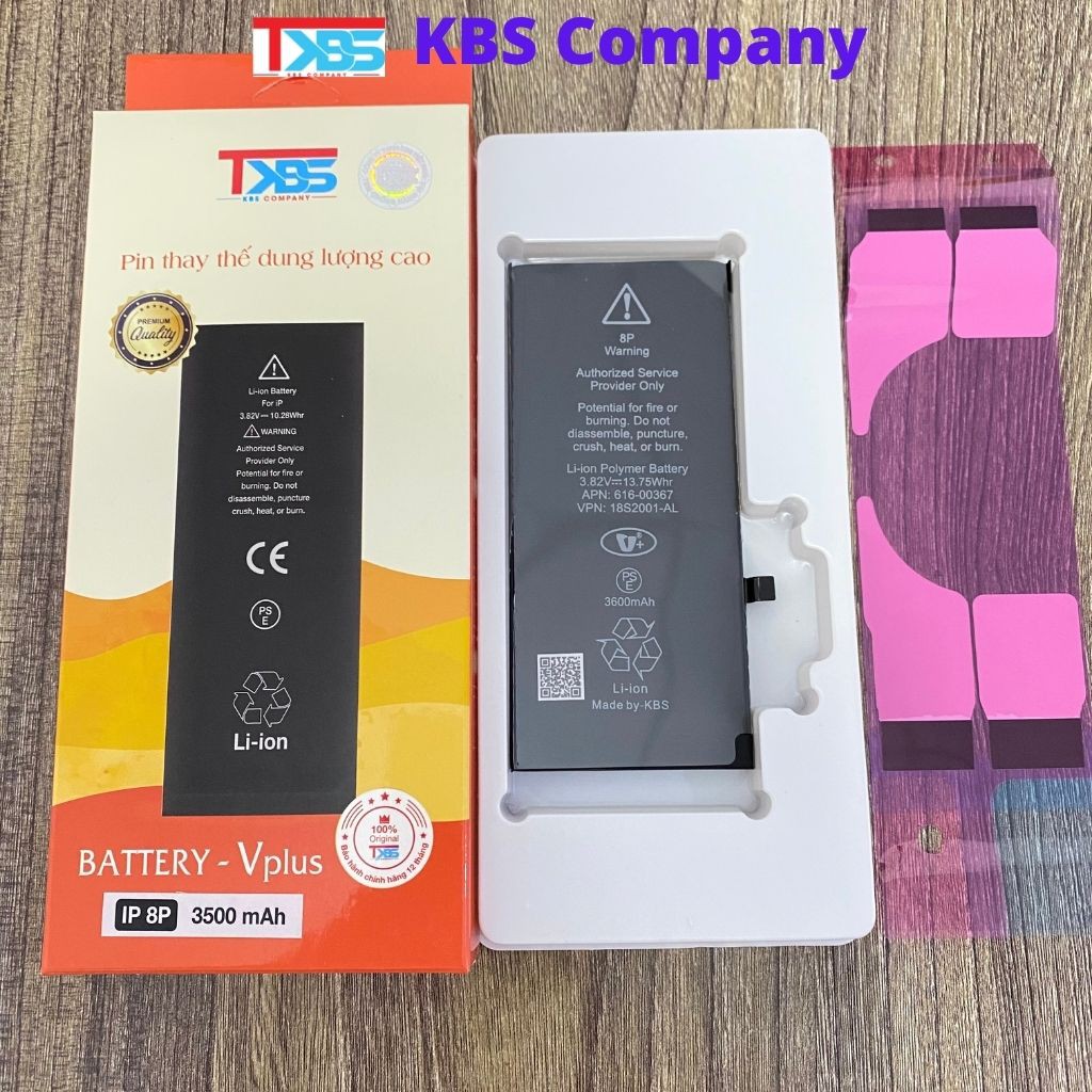 Pin iPhone Dung Lượng Cao- Vplus KBS cho máy 5S, 6, 6S, 6 Plus, 6S Plus, 7, 7 Plus, 8, 8 Plus, IPX. BH 12 tháng.