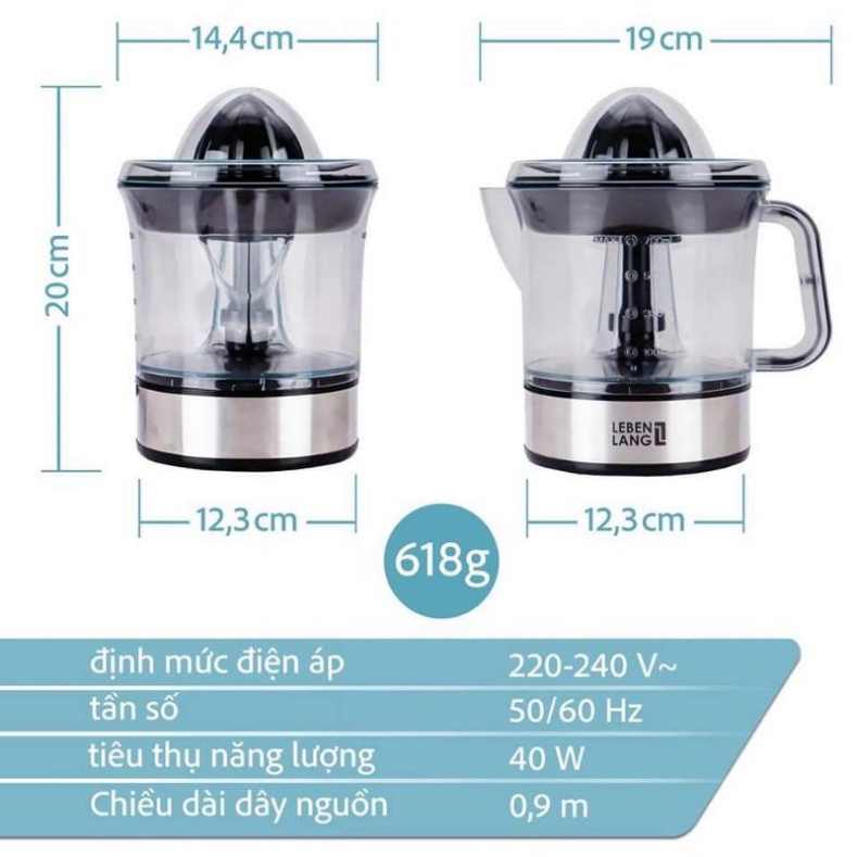 Máy vắt cam LEBENLANG BH 24 THÁNG, dung tích 0.7l - LB389