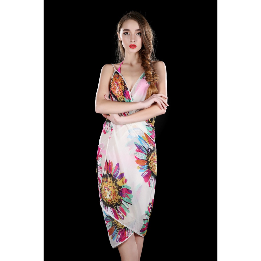 Khăn tắm đi biển nữ, Khăn tắm đi biển vải voan hoa nhí tạo điểm nhấn cho bikini , Kiểu dáng đẹp -SANG -XỊN